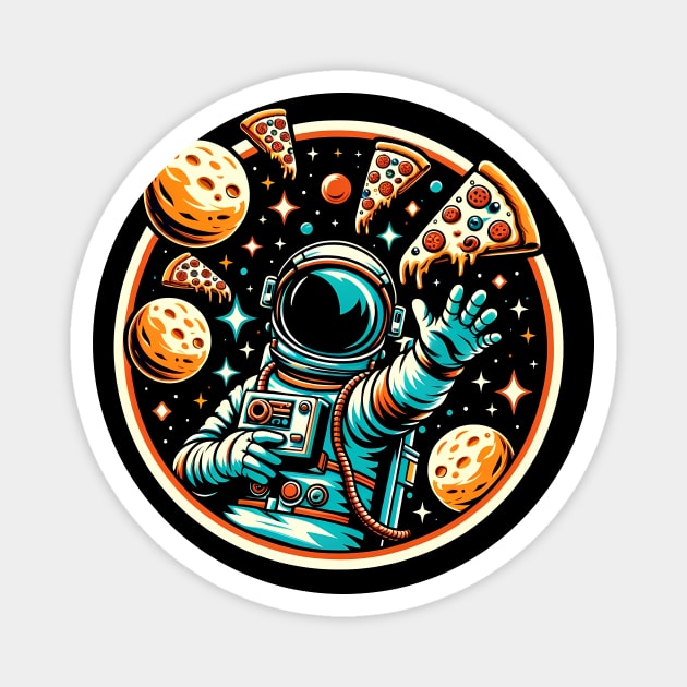 Astronaut in Space with Pizza, Love Eating Pizza Magnet by logiamerch